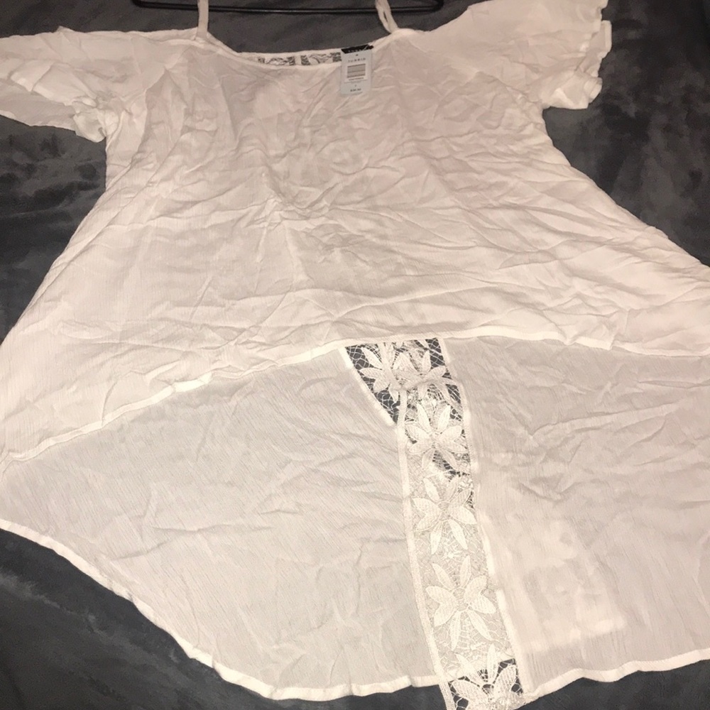 Torrid Cold Shoulder V-Back Hi-Low Top